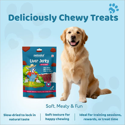 Petoska Chicken Liver Jerky Dog Treats – 100 g High‑Protein Natural Chewy Sticks for Puppies & Adult Dogs