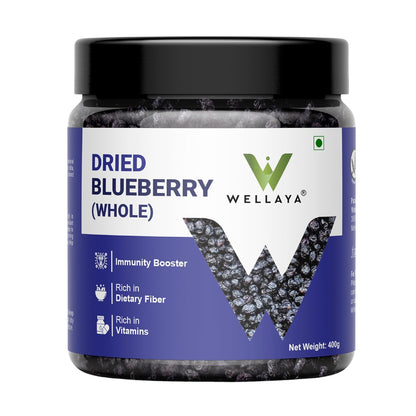 WELLAYA Premium Blueberry | Dry Fruit | High Nutrient and Antioxidant | Healthy & Tasty Whole & Dried Blueberry | Rich in Calcium and Vitamin K | Vegan