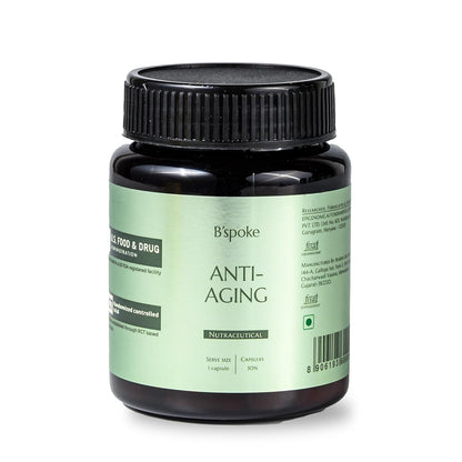 B’spoke Anti-Aging | Advanced Cellular Defense with CoQ10, Trans-Resveratrol & Vitamin A | Supports Skin Elasticity, Energy & Heart Health | For Men & Women | 30 Veg Capsules