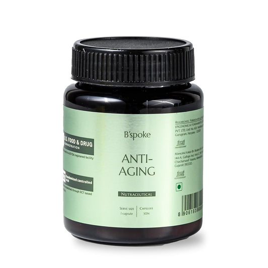 B’spoke Anti-Aging | Advanced Cellular Defense with CoQ10, Trans-Resveratrol & Vitamin A | Supports Skin Elasticity, Energy & Heart Health | For Men & Women | 30 Veg Capsules