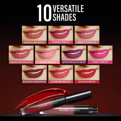 FACES CANADA Comfy Silk Liquid Lipstick - Elegant Maroon 08, 3ml | Satin Matte HD Finish | Luxe Comfort | Longlasting | No Dryness | Smooth Texture | Mulberry Oil & Shea Butter For Plump Hydrated Lips