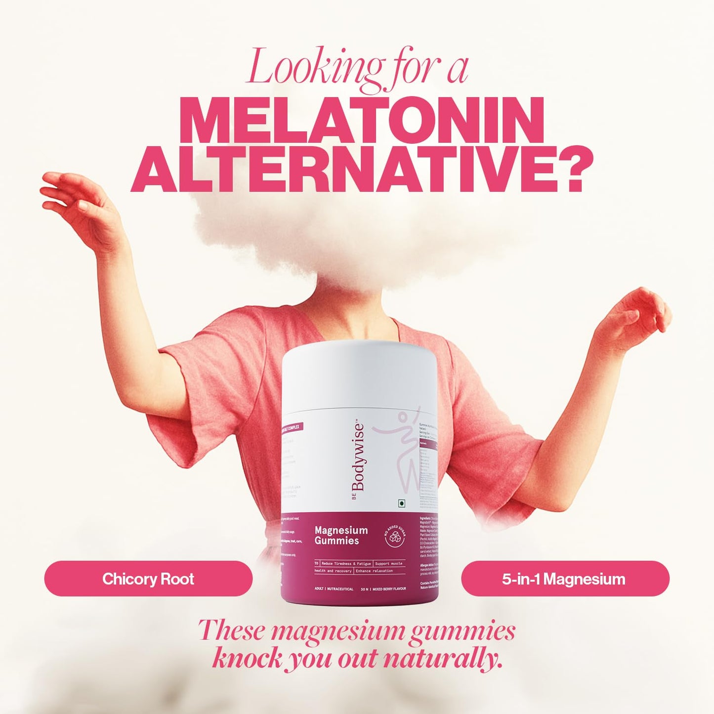 Be Bodywise 5 in 1 Magnesium Gummies For Improved Sleep | 30 Days Pack | 375mg Magnesium Salts Complex | Higher Absorption Relieves Stress, Supports Muscle Recovery & Bone Health | Non Habit Forming