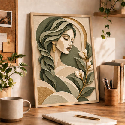 Botanical Woman Face Art- 4