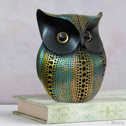 Modern Classy Happy Owl Resin Art Figure Showpiece (Multicolor), 13L X 6.5W X 14H CM