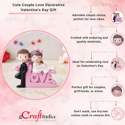 eCraftIndia Valentine Gift for Girlfriend Boyfriend | Love Cute Couple Statue Decorative Showpiece (Resin) Valentine Day Gift for Husband Wife Her Him Valentines Day Decoration Items