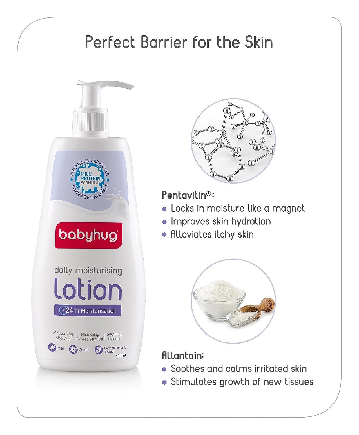 Babyhug Milk Protein Formula Daily Moisturising Milky Lotion Mild & Gentle Formula For Newborn Baby - 400 ml