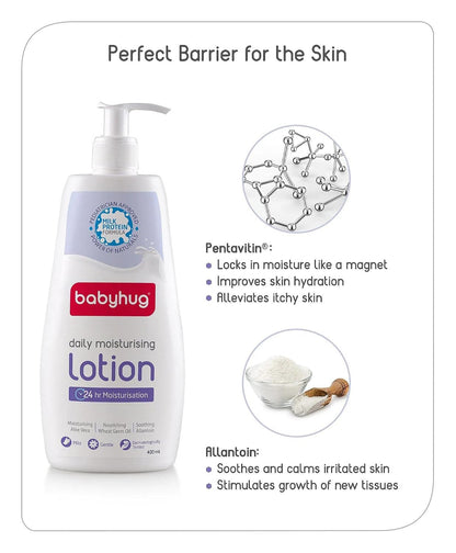 Babyhug Milk Protein Formula Daily Moisturising Milky Lotion Mild & Gentle Formula For Newborn Baby - 400 ml