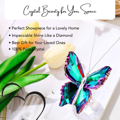 Nostrae Crystal Butterfly Show Pieces for Home Decor Living Room Decorative Items | Glass Showpieces Gift Items for Decoration | Center Table Tv Showcase Office Desk Interior Figurines