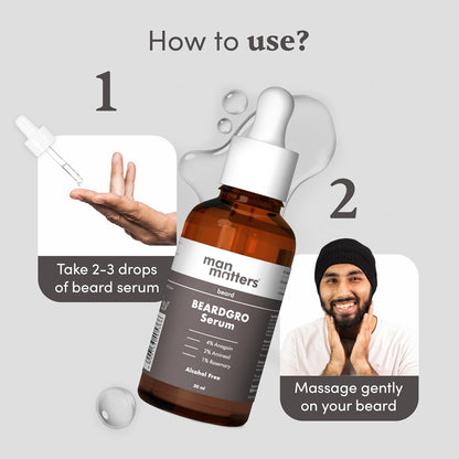 Man Matters Beardgro Oil-In-Serum 30Ml | 4% Anagain, 2% Aminexil & 1% Rosemary | Stronger, Fuller & Thicker Beard Growth | Solves Uneven & Patchy Beard | Lightweight And Fast Absorption