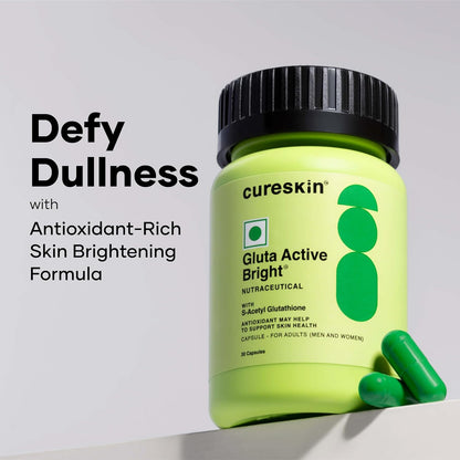 Cureskin Gluta Active Bright Glutathione Capsules | Glutathione Tablets for Skin Whitening | Glutathione Supplements