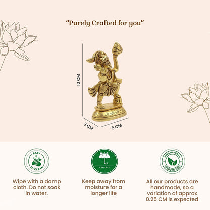Brass Hanuman Ji Idol | Handcrafted Hanuman Murti for Pooja Room | Home Temple & Festival Gift (Design11: L5 x W3 x H10 cm)