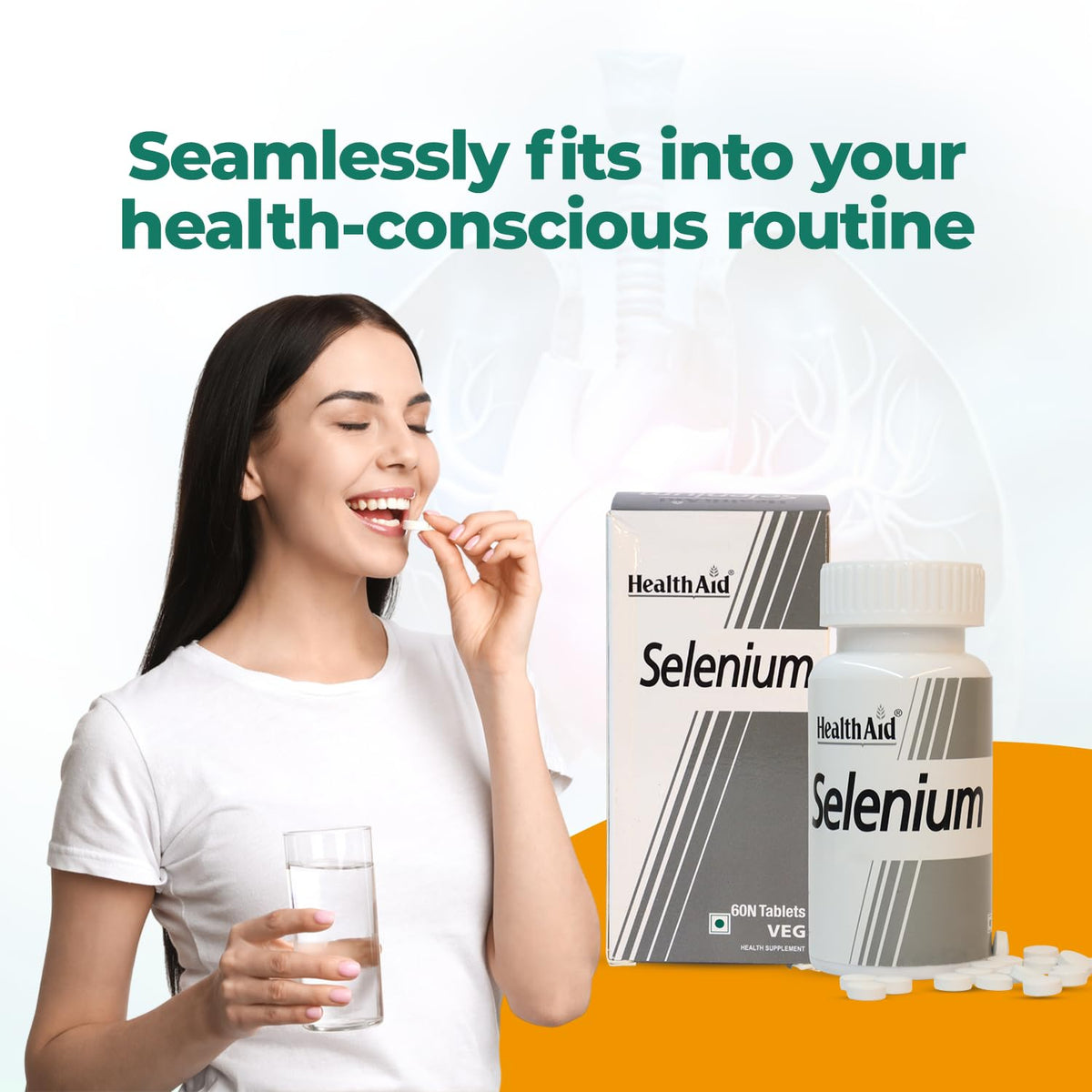 HealthAid Selenium Supplement | Yeast-Free Antioxidant for Immune & Thyroid Support | Promotes Cellular Protection & Heart Wellness | 60 Vegan Tablets(Pack of 1) | For Men & Women