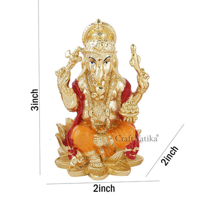 Lord Ganesh Idol Statue for Car Dashboard Gold Plated Ganesha Idols Showpiece for Home Decor & Gifts