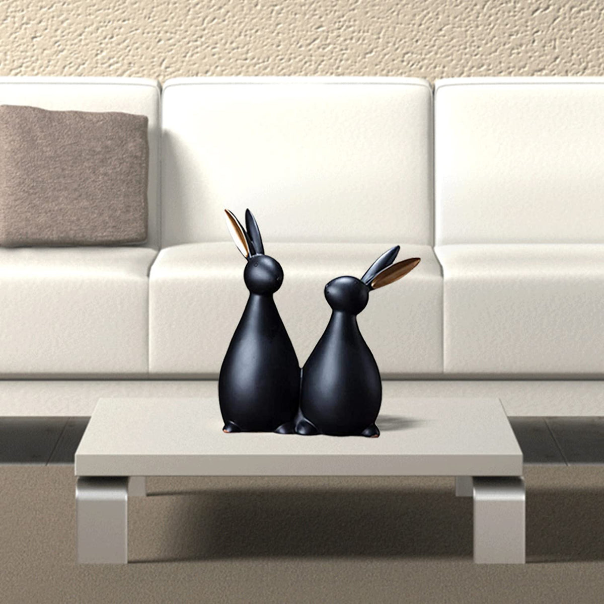 Resin Rabbit Figurines for Home Decoration (Pack of 1, Black)