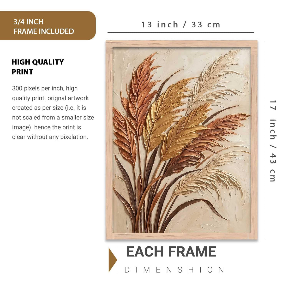 Abstract Floral Art WALL Framed Painting | Big Aesthetic Flowers leaves WALL Framed Paintings for Living Room Bedroom Wall Decor (13x17 inch)