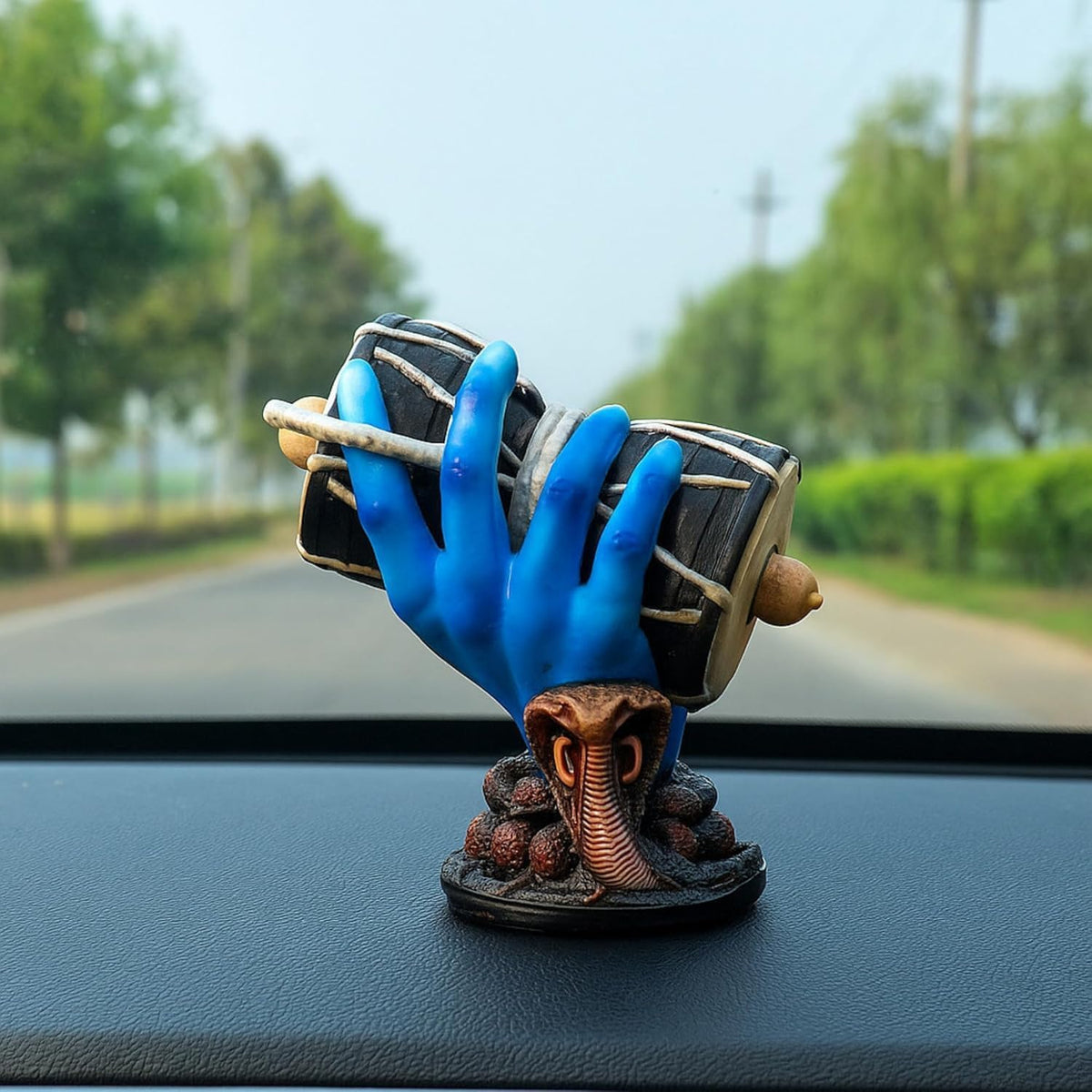 Shivji Idol for Car Dashboard, Home Temple & Office Desk | Compact Resin Mahadev Murti for Puja Room, Table Decor & Spiritual Gift | Small Lord Shiva Statue (Blue Holding Damru)
