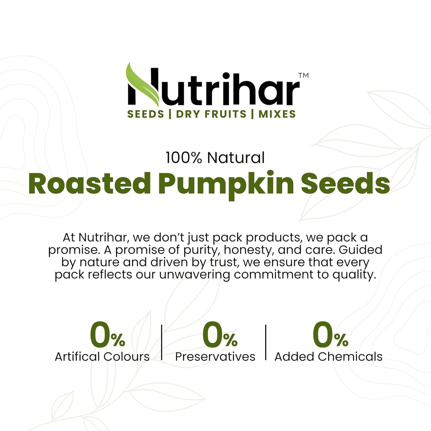 Nutrihar Roasted Pumpkin Seeds 100g | AAA Grade | Unsalted & Roasted Pumpkin Seeds for Eating | No Added Oil | Protein Rich Seeds