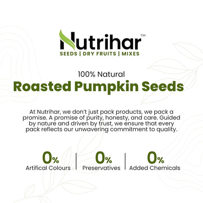 Nutrihar Roasted Pumpkin Seeds 100g | AAA Grade | Unsalted & Roasted Pumpkin Seeds for Eating | No Added Oil | Protein Rich Seeds