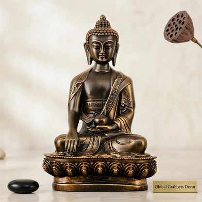 Buddha Statue showpiece Idol Home Decor Items for Living Room and Gifts (Antique Golden)