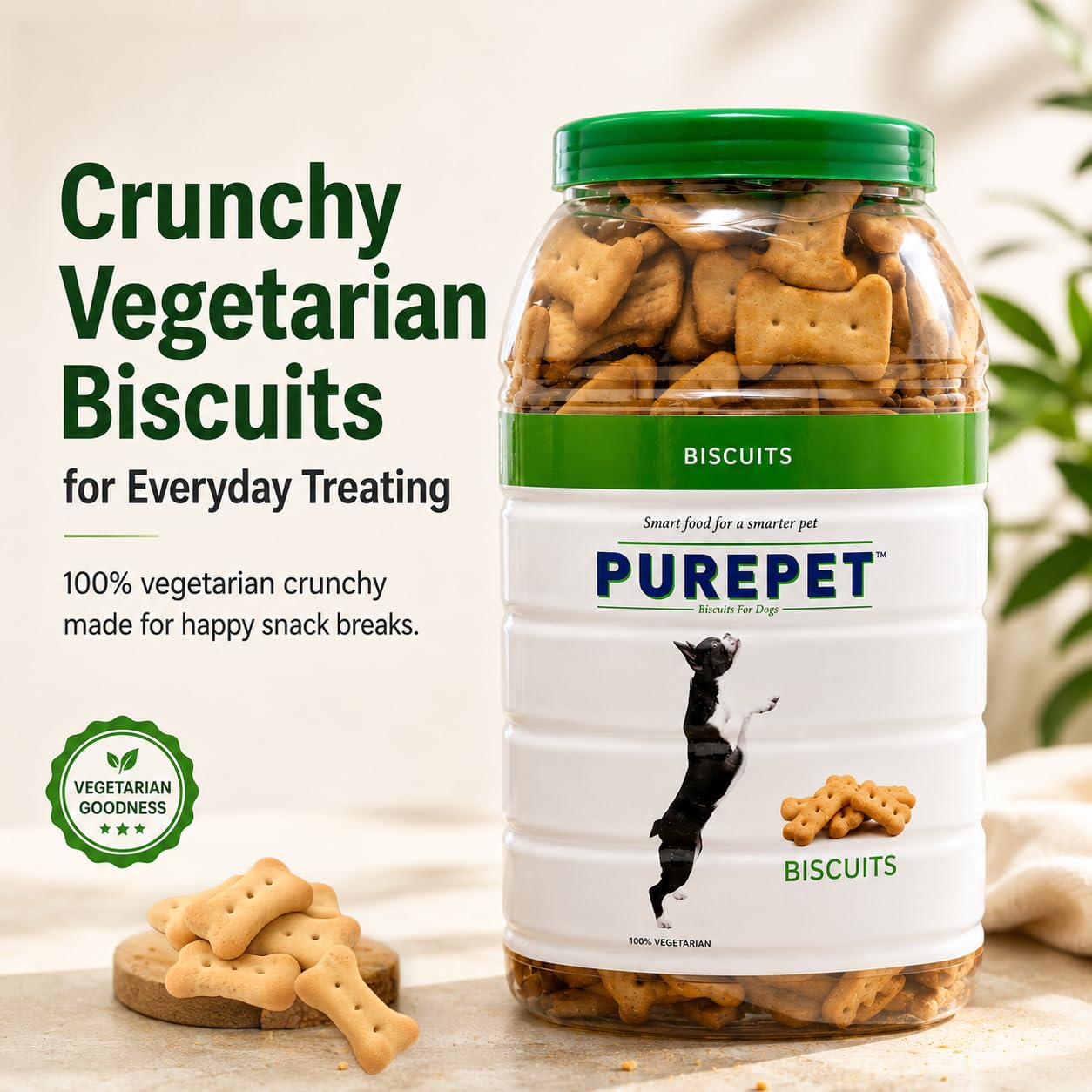 Purepet Dog Treats Biscuits for All Life Stages 800g Pack | 100% Vegetable Flavour | Active Behaviour | Oral Health | Training and Behaviour | Healthy Immune System