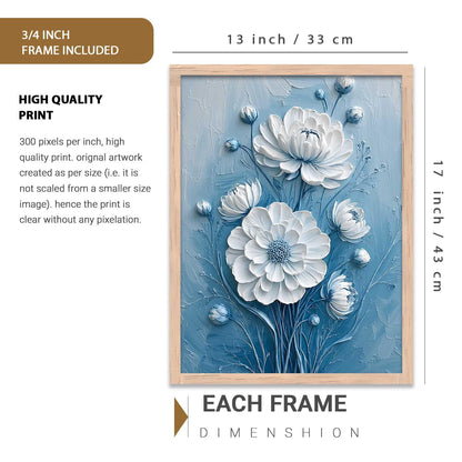 Aesthetic Flower Art Painting with Frame | Floral Wall Painting With Frame | Textured Digital Reprint For Home Decor Living Room Bedroom Wall Decor Set of 1 Size (13X17 INCH)