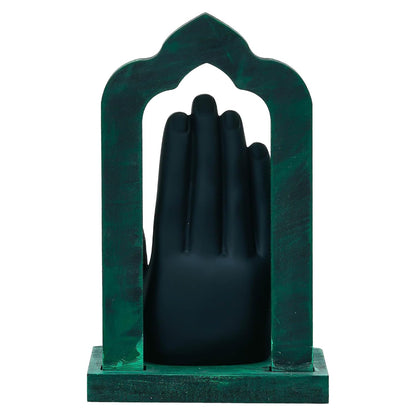 Palm Buddha Statue Showpiece for Home Decor Living Room Office Desk (Green Black Golden)| Lord Buddha Idol Gift for Diwali Buddha Purnima Housewarming Birthday