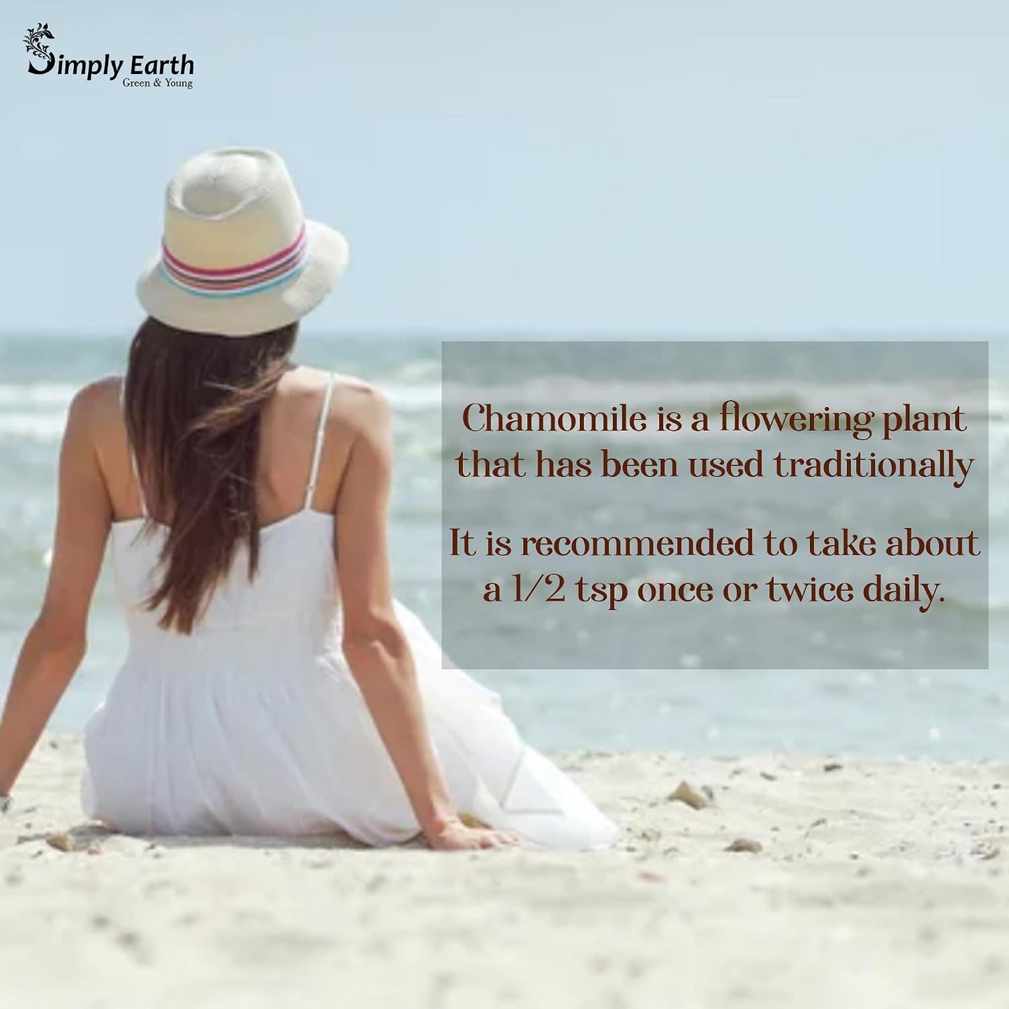 Simply Earth organic Chamomile Flower Powder 100g, Helps Improve Sleep Quality, Boosts Skin and Hair Health, Caffeine Free, Chamomile Tea