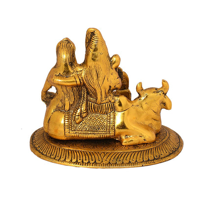 Brass Metal Lord Shiva Parvati Kartikeya and Ganesha Murti Shiv Family Parivar Idol Statue for Home Decor, Mandir,Temple, Gift, Showpiece 6.5 Inches Height