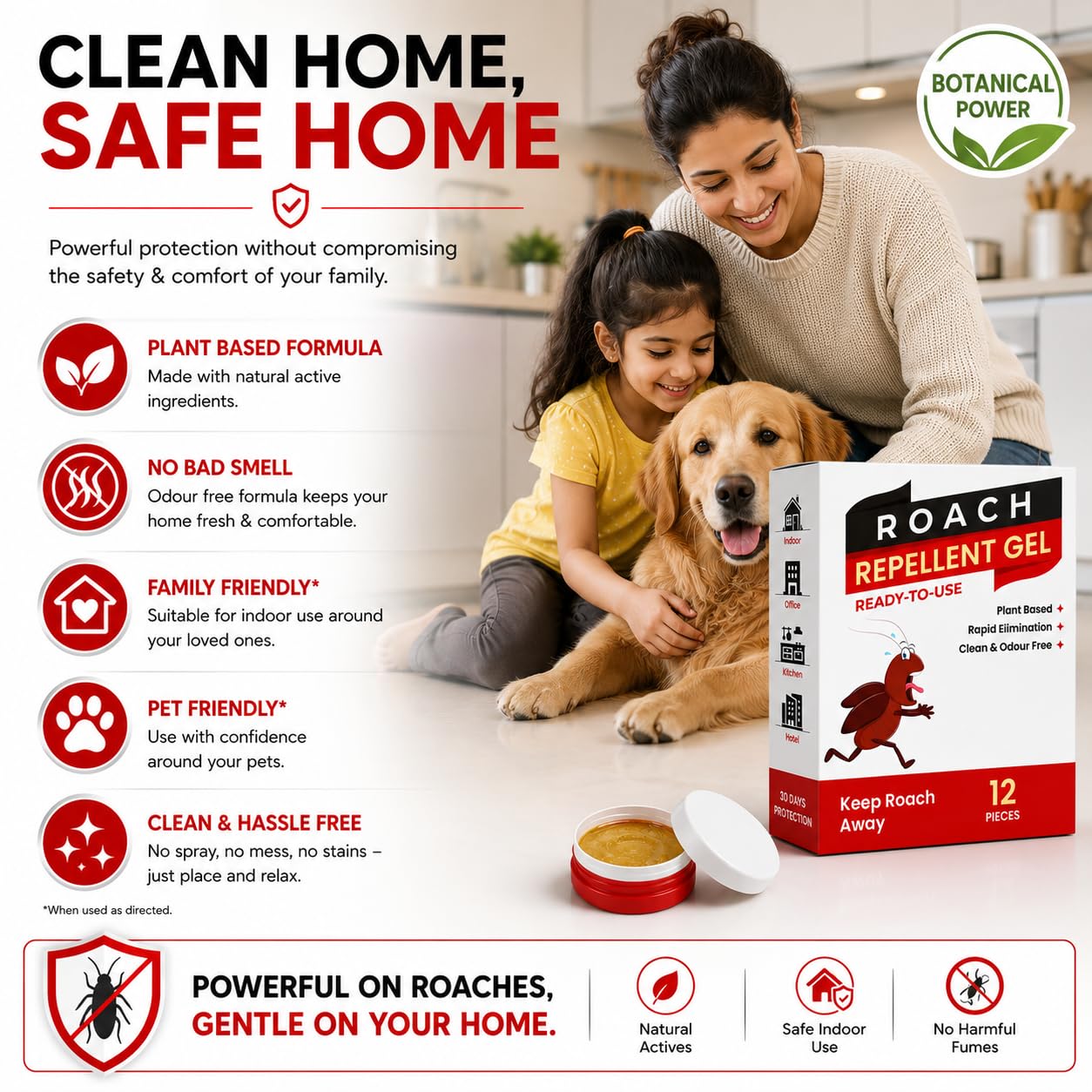 Cockroach Killer Gel for Home Strong Anti Roach Gel Cockroach Repellent for Kitchen with Fast-Acting Cockroach Bait Trap for Permanent Cockroach Control