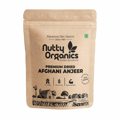 NUTTY ORGANICS Premium Dried Afghani Anjeer| Rich in Fiber | Rich in Nutrients | Packed with Fiber & Nutrients for a Healthier, Happier You | Anjeer Dry Fruit