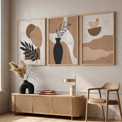 Boho Painting Wall Art Home Decoration Paintings With Frame For Living Room Bed Room Hotel Wall Decor Digital Reprint Set of 3 (13x17 inch)
