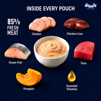 Drools Kitten Wet Mousse 80g | Ocean Fish | High Protein | Promotes Hydration & Easy Digestion | Grain Free | No Artificial Additives | Enriched with Vitamins & Antioxidants