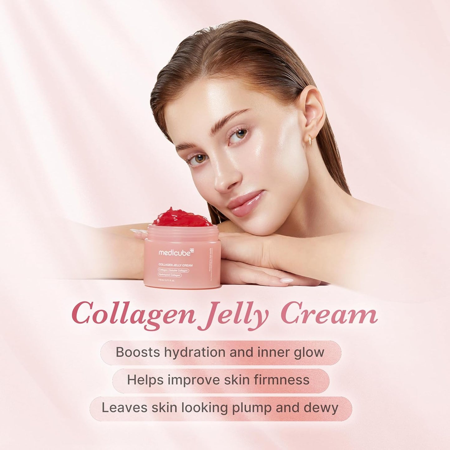Medicube Collagen Jelly Cream- Niacinamide & Freeze-Dried Hydrolyzed Collagen - Boosts skin's barrier hydration and gives 24h Glow & Lifted Look - No artificial color, Korean skincare (3.71 fl.oz.)