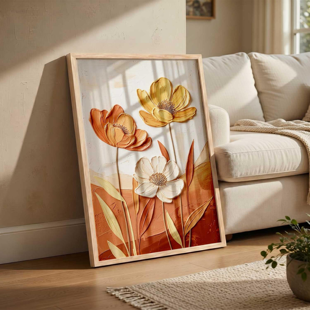 Aesthetic flower Art Home Decoration Painting | Floral Paintings With Frame For Living Room Bed Room Hotel Wall Decor Digital Reprint (13x17 inch)