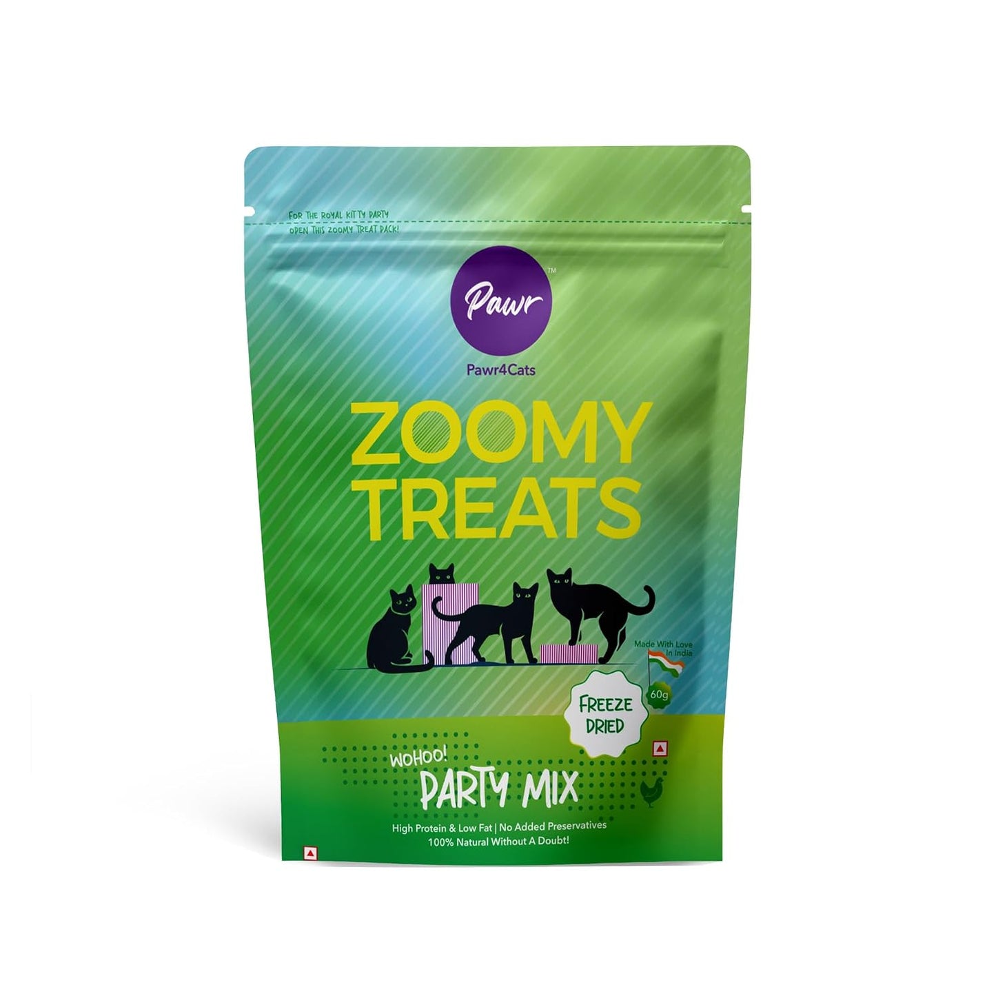 Pawr4Cats | Zoomy Cat Treats | Party Mix Combo | A Mix of Freeze-Dried Chicken Organs | 45 GMS | No Preservatives