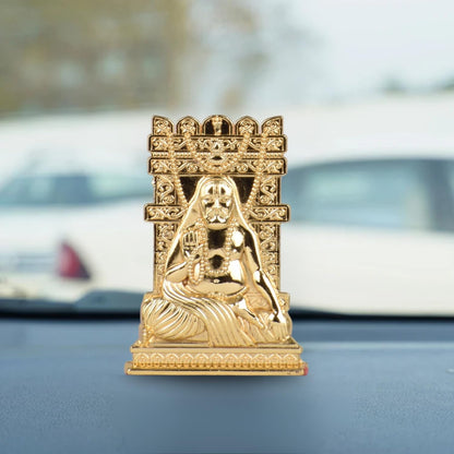Shri Raghavendra Swami Idol for Car Dashboard | Sri Raghavendra Swamy Murti | Spiritual Blessings & Protection | Golden, Silver Black, Copper, Brass Finishes | Anti-Slip Base(S979-GOLD)