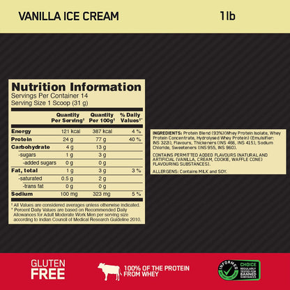Optimum Nutrition (ON) Gold Standard 100% Whey Protein Powder - 1 lb , Primary Source Isolate