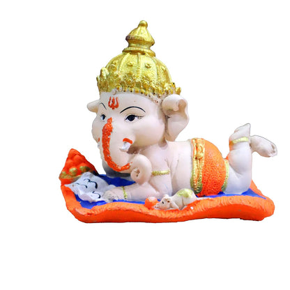 Bal Ganesha on Book with Modak, Decorative Showpiece Gift Item Best for Home & Office Decor, Car Dashboard and Corporate Gift Items (Book Ganesh)