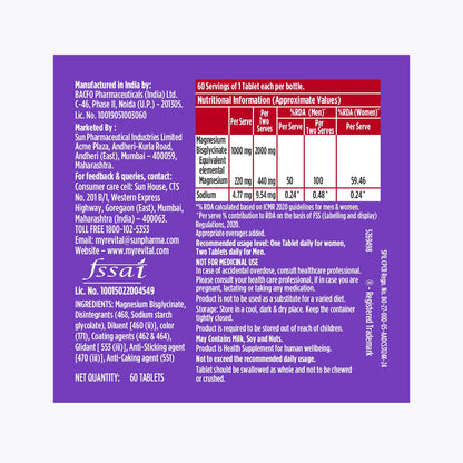 Revital Magnesium Bisglycinate | Chelated |100% RDA | 440mg Elemental Magnesium| 13% Higher Absorption| Scientifically crafted for both men & women | 2.5X Higher Bioavailability | Muscle Recovery & Stress Relief | Restful Sleep Support | 60 Tablets