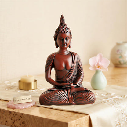 New Sitting Meditating Buddha Statue showpiece Idol Home Decor Items for Living Room and Gifts (Maroon)