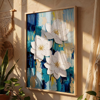 Aesthetic flower Art Home Decoration Painting | Floral Paintings With Frame For Living Room Bed Room Hotel Wall Decor Digital Reprint (13x17 inch)