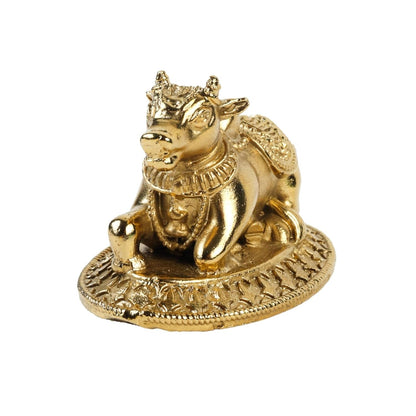 1.5 Inch Pure Brass Nandi Idol | Decorative Vastu Showpiece for Home Temple, Mandir, Office Desk & Puja Room | Spiritual Gift & Religious Home Decor