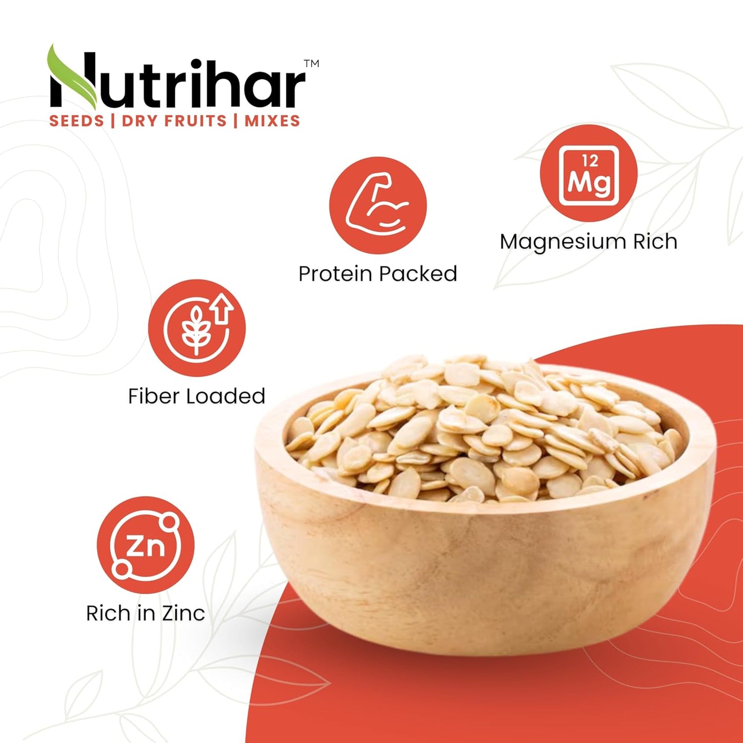 Nutrihar Raw Watermelon Seeds 100g | Double Cleaned & Unpolished | Watermelon Seeds for eating | High Protein | Magaj Seeds 100g
