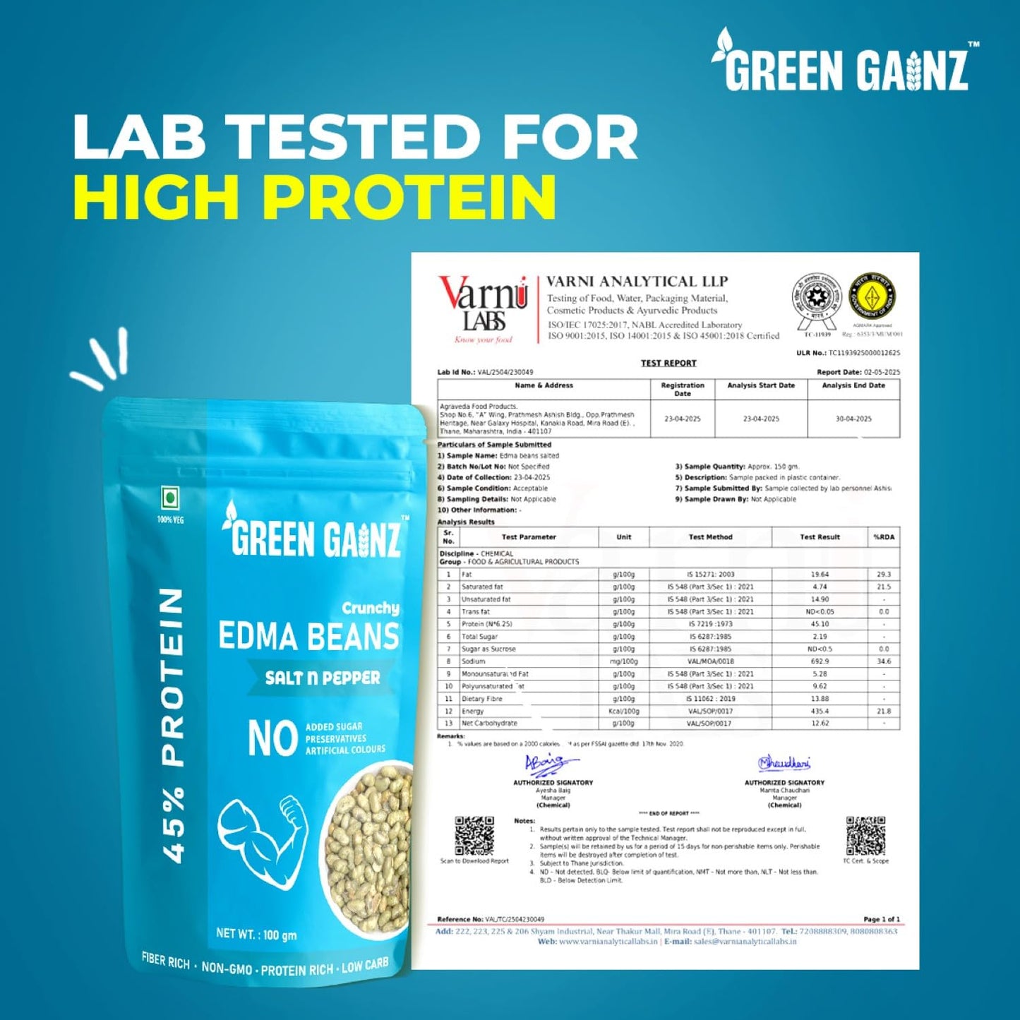 Green Gainz Roasted Edamame Salt n Pepper Flavour 100gm | Healthy Namkeen Snacks | Vegan | High Protein Snack | Weight Loss Friendly | No Palm Oil | Roasted, Not Fried