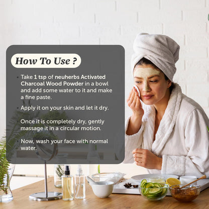 Neuherbs Activated Charcoal Powder For Skin - 100g | Face Pack For Deep Cleansing & Remove Dead Skin Cells | 100% Pure & Natural With No Added Preservatives