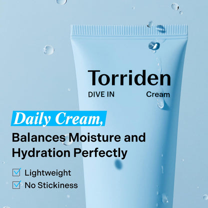 Torriden Dive In Cream (80ml) | Deep Hydrating Korean Face Moisturizer with 5D Hyaluronic Acid, Panthenol & Allantoin | Locks in Moisture, Soothes & Plumps Dry, Dehydrated Skin | Vegan & Cruelty Free