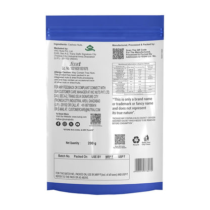 Nutraj Whole W320 Cashew Nuts 200g Pouch | Kaju | Dry Fruits and Nuts | Grocery Items