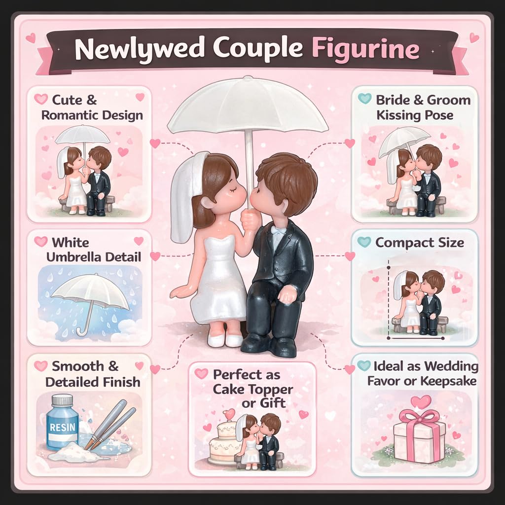 Valentine Gift for Girlfriend Boyfriend, Husband Wife, Valentine Love Couple Under Umbrella Romantic Miniature Statue Showpiece, Birthday Gift Propose Day Gift for Woman