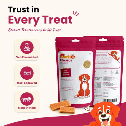Nootie Rewards Real Chicken Tenders for Dogs 50g | High Protein Dog Treats
