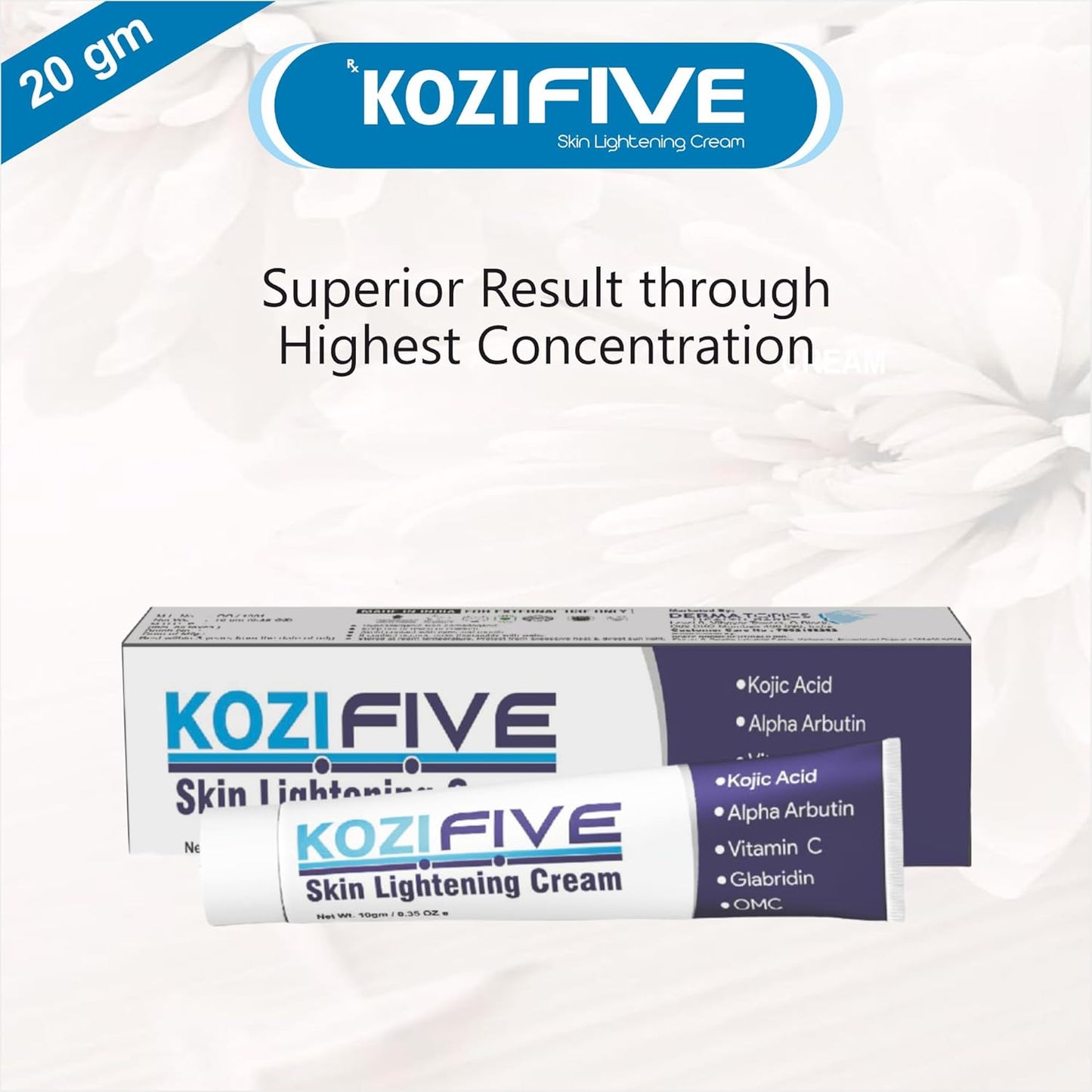 Skin Lightening Cream With Kojic Acid, Alpha Arbutin, Vitamin C, Glabridin, OMC 20 Gm